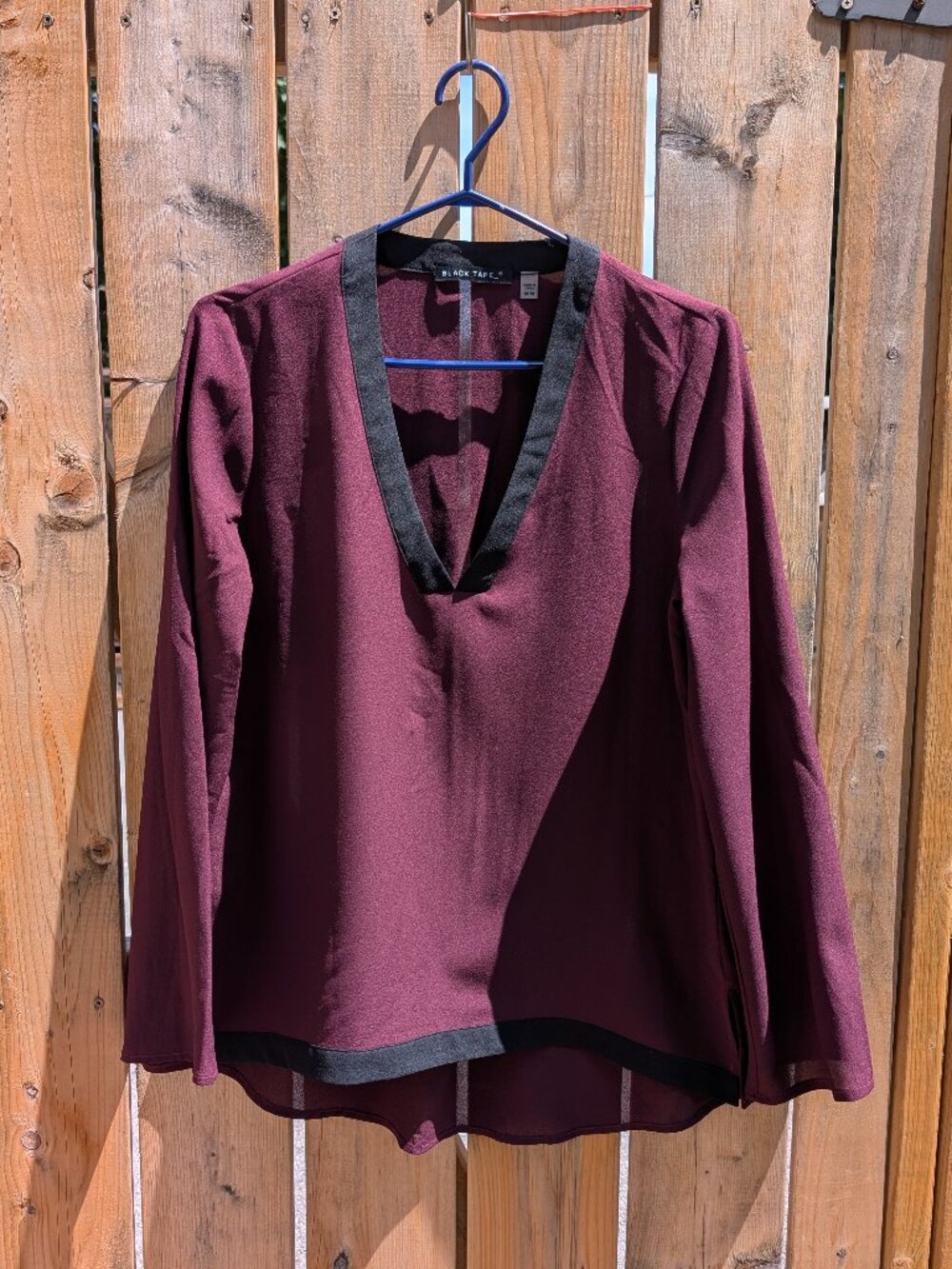 Black Tape - Boho Burgundy and Black Sheer Blouse, Size M